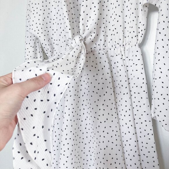 3 FOR $15 White polka dot sheer dress with front knot tie - Picture 7 of 11